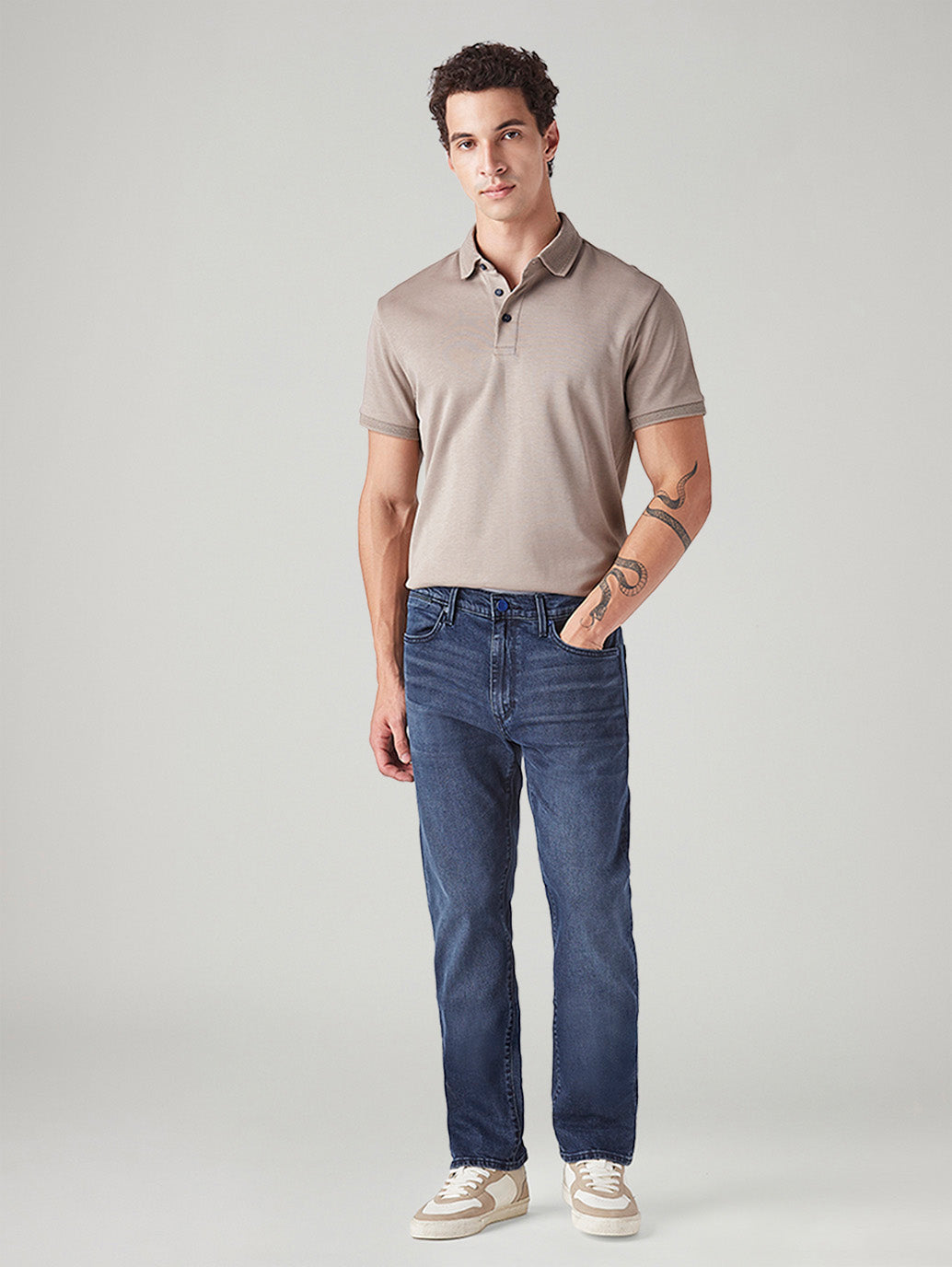 Men's 513 Blue Slim Straight Fit Mid Rise Redloop Jeans - Front View