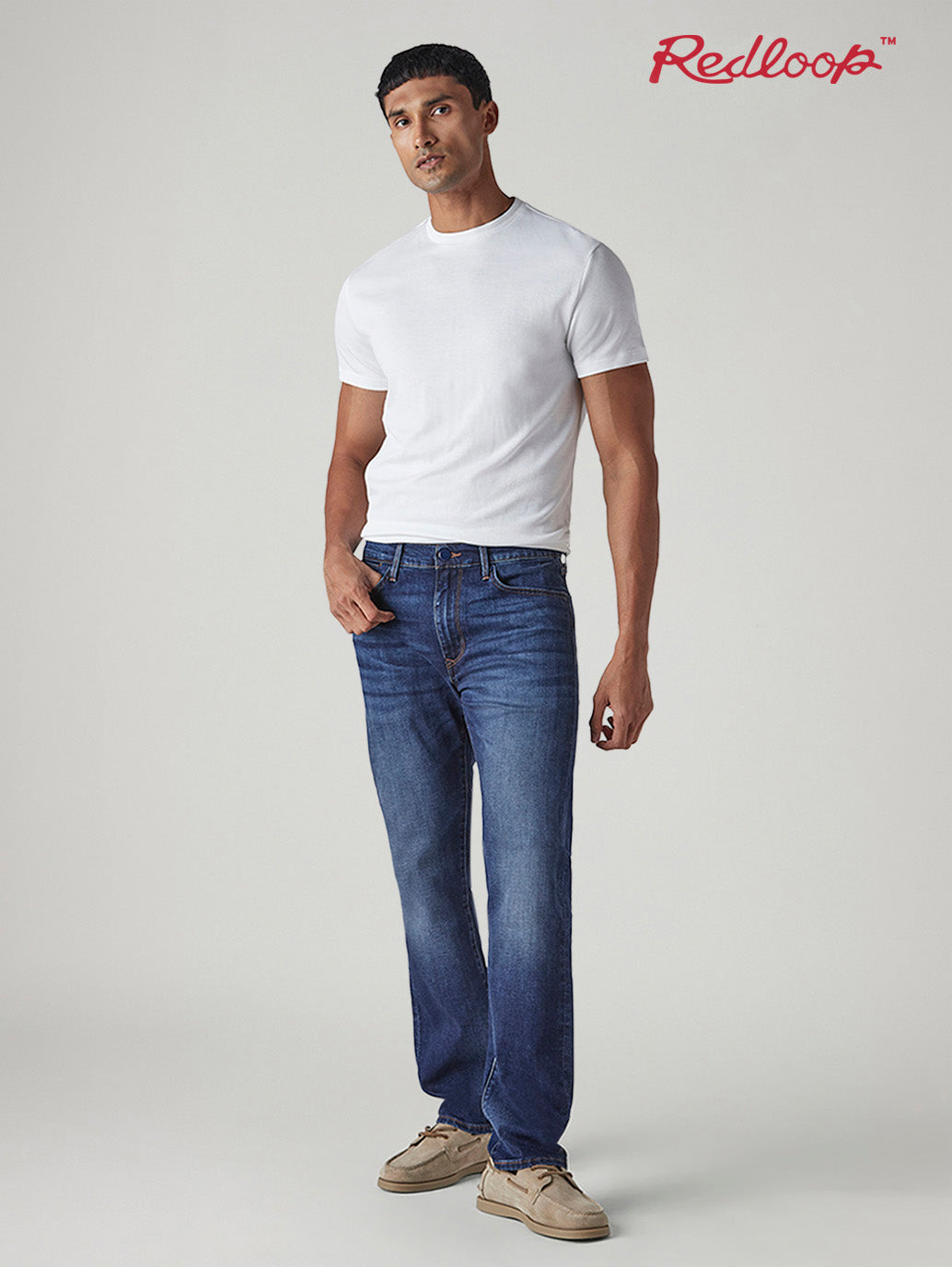 Men's 513 Blue Slim Straight Fit Mid Rise Redloop Jeans