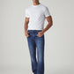 Men's 513 Blue Slim Straight Fit Mid Rise Redloop Jeans - Front View