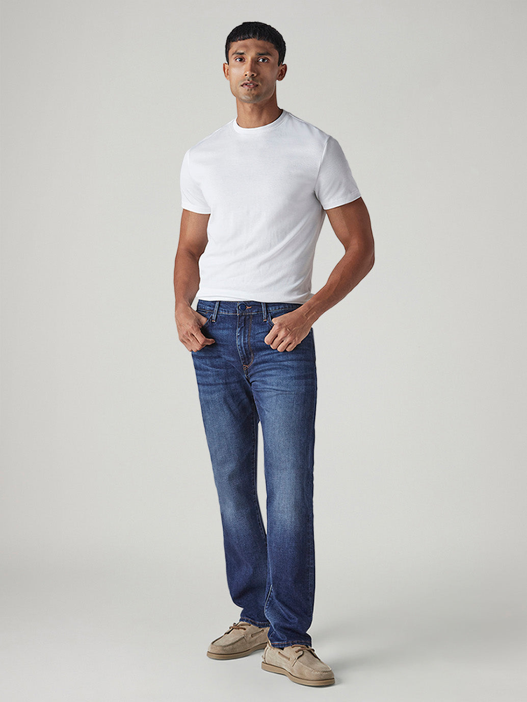 Men's 513 Blue Slim Straight Fit Mid Rise Redloop Jeans - Front View