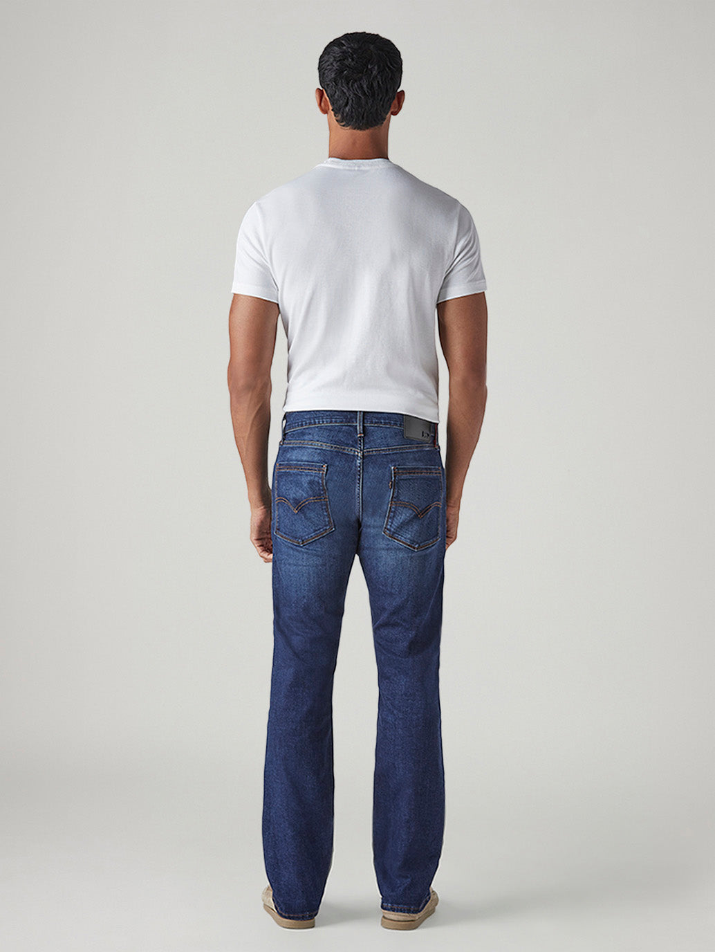 Men's 513 Blue Slim Straight Fit Mid Rise Redloop Jeans - Back View