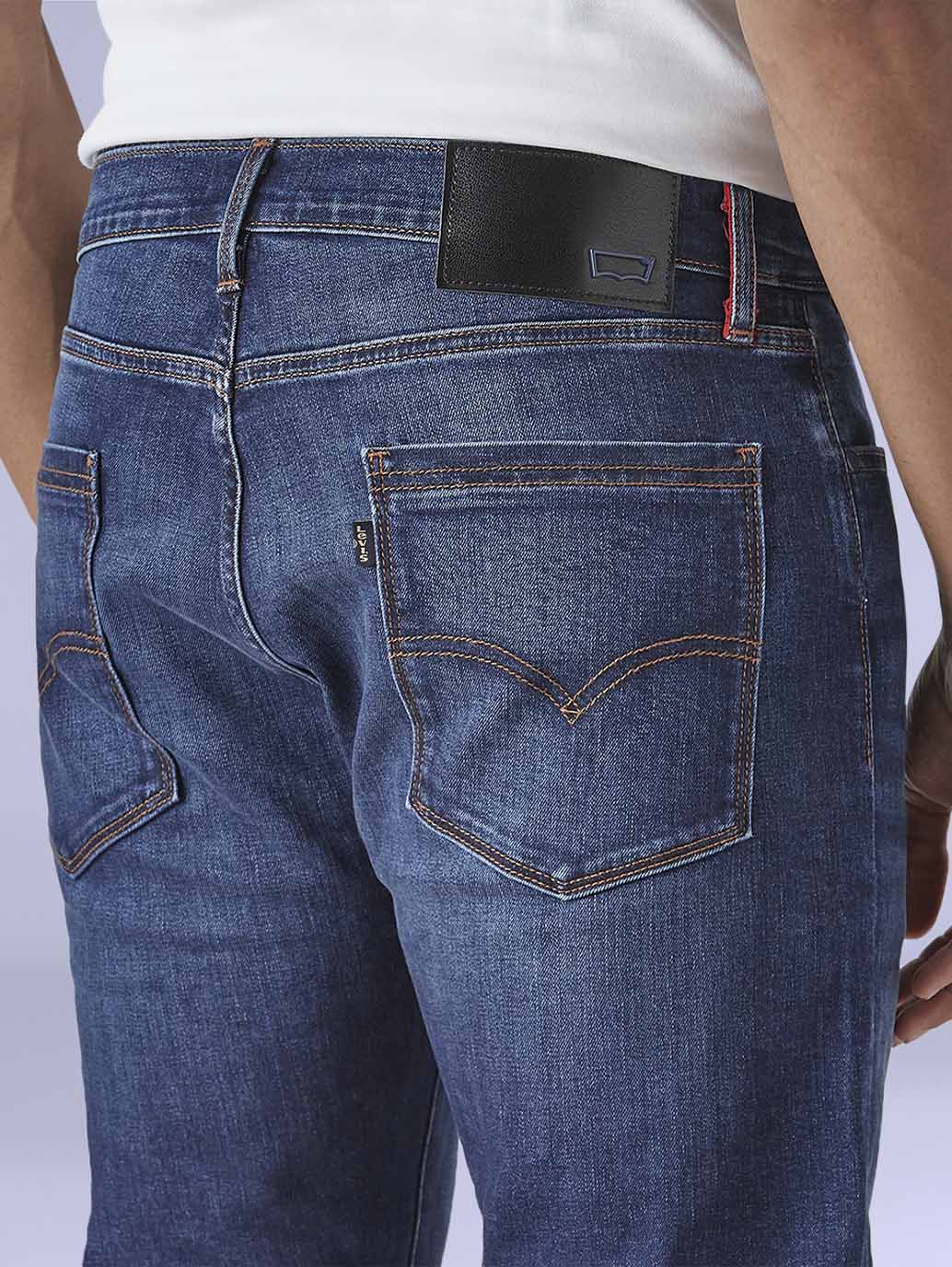 Men's 513 Blue Slim Straight Fit Mid Rise Redloop Jeans - Detail View