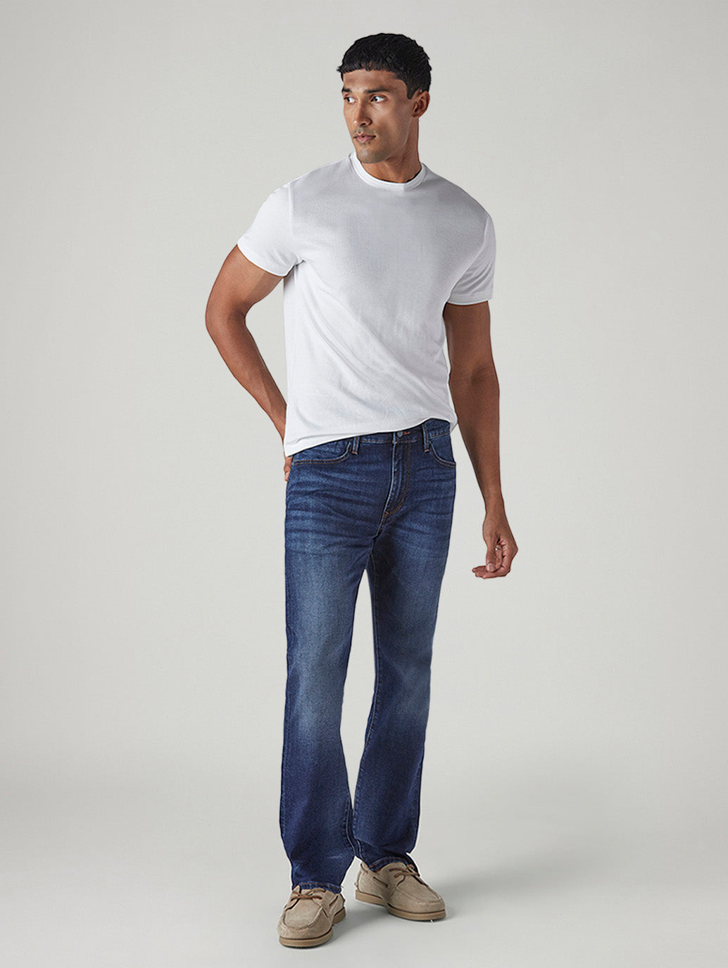 Men's 513 Blue Slim Straight Fit Mid Rise Redloop Jeans - Side View
