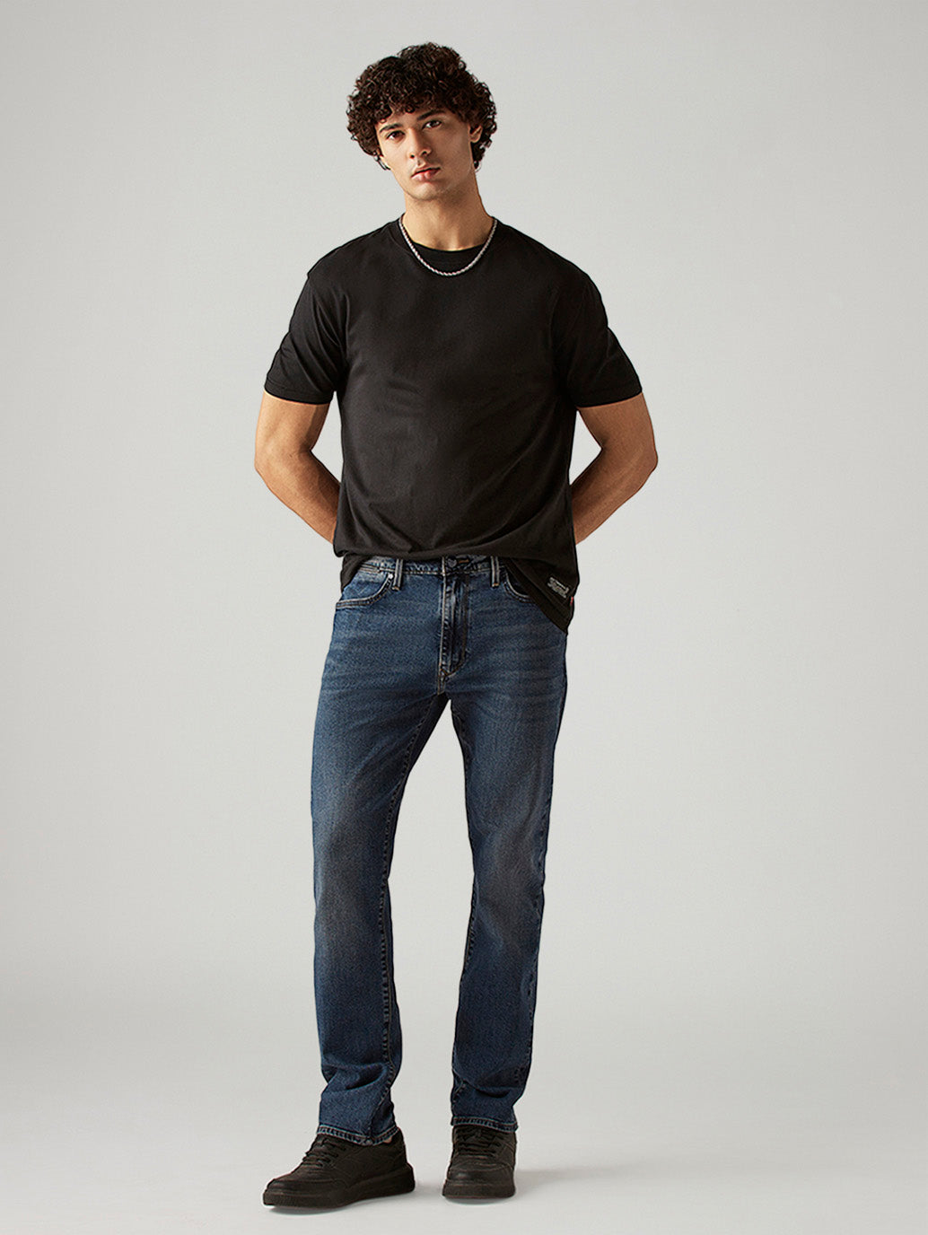 Men's 513 Blue Slim Straight Fit Mid Rise Redloop Jeans - Styleshot View