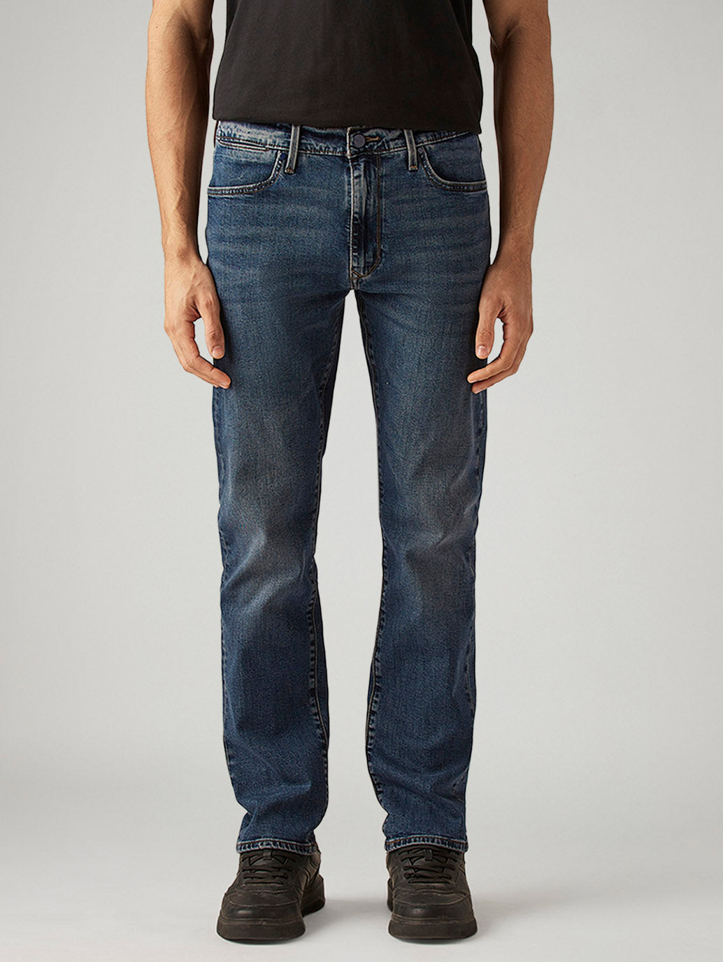 Men's 513 Blue Slim Straight Fit Mid Rise Redloop Jeans - Front View