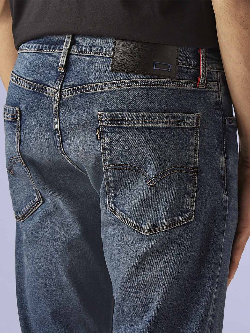 Men's 513 Blue Slim Straight Fit Mid Rise Redloop Jeans - Detail View
