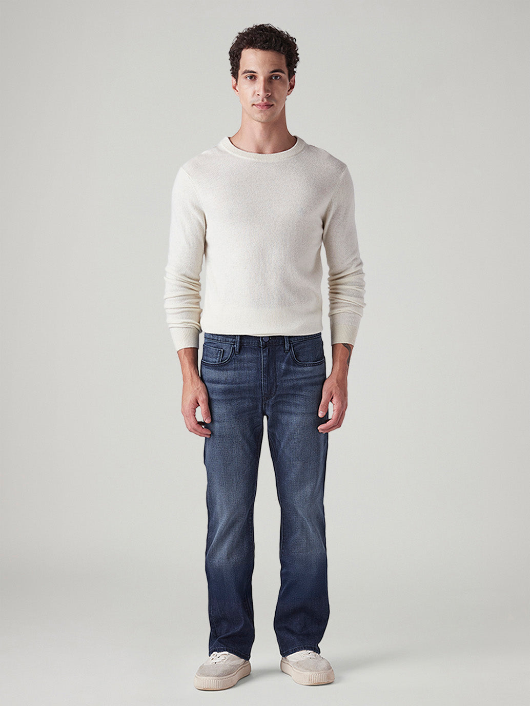 Men's 513 Blue Slim Straight Fit Mid Rise Redloop Jeans - Front View