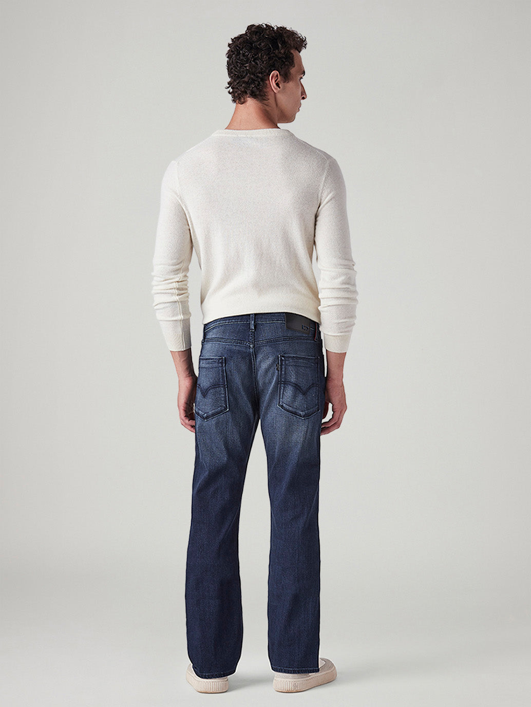 Men's 513 Blue Slim Straight Fit Mid Rise Redloop Jeans - Back View