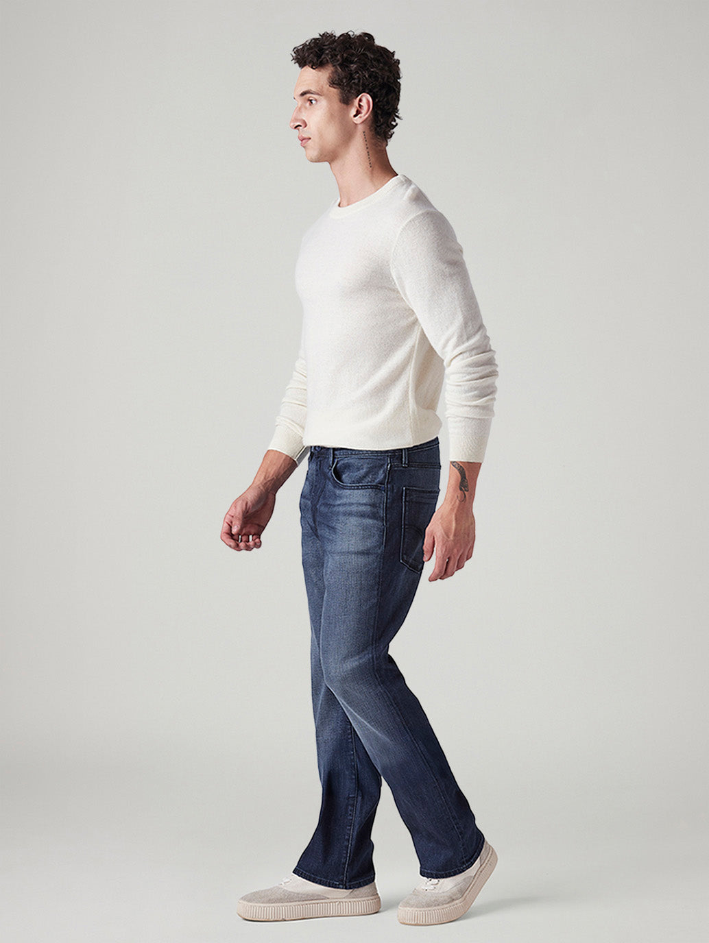 Men's 513 Blue Slim Straight Fit Mid Rise Redloop Jeans - Side View