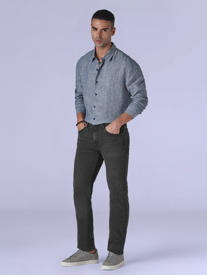 Men's 513 Charcoal Grey Slim Straight Fit Mid Rise Redloop Jeans