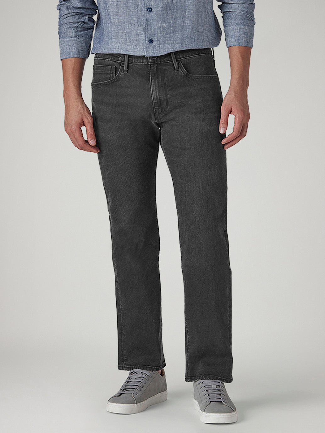 Men's 513 Charcoal Grey Slim Straight Fit Mid Rise Redloop Jeans - Front View