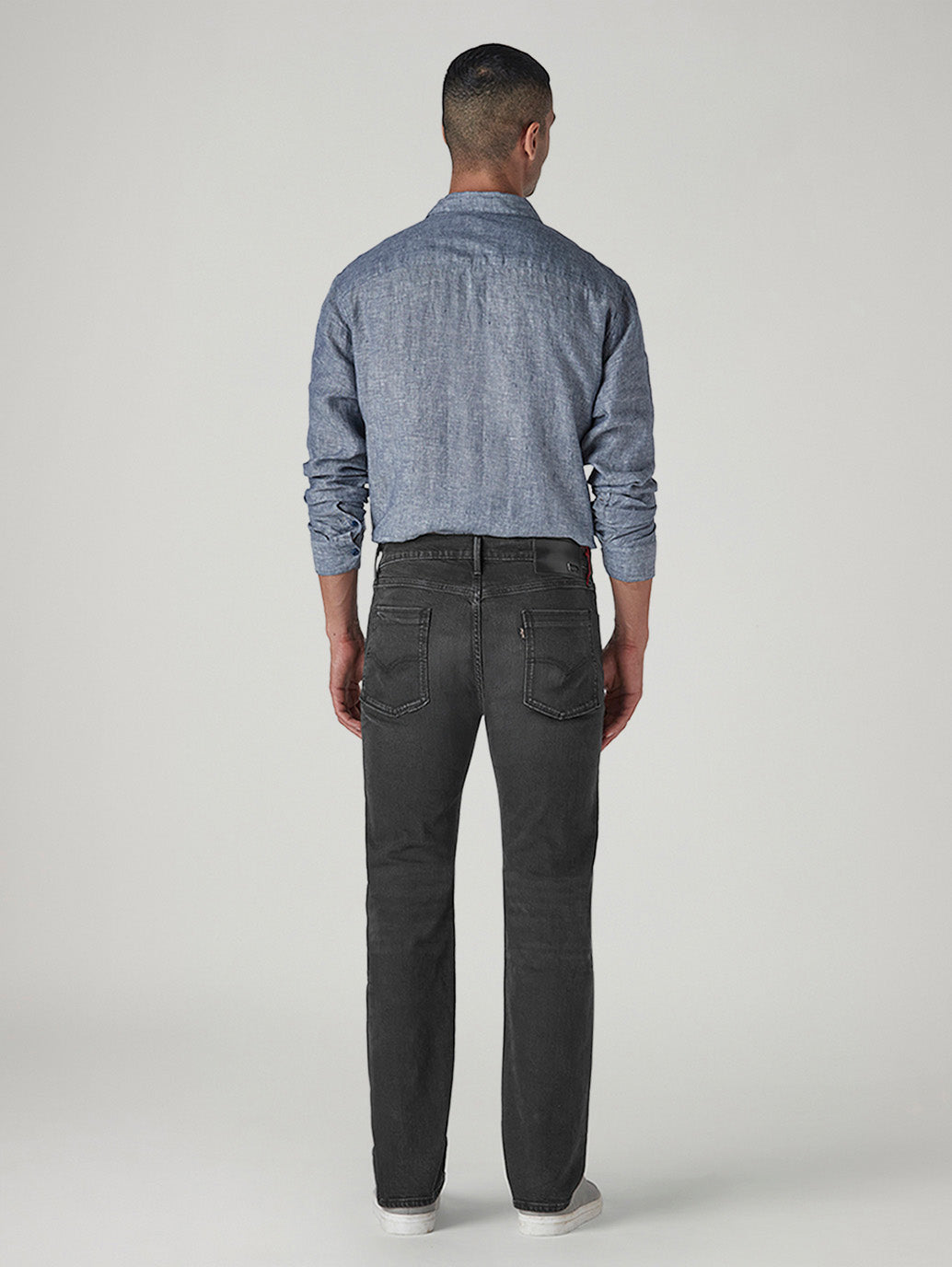 Men's 513 Charcoal Grey Slim Straight Fit Mid Rise Redloop Jeans - Back View