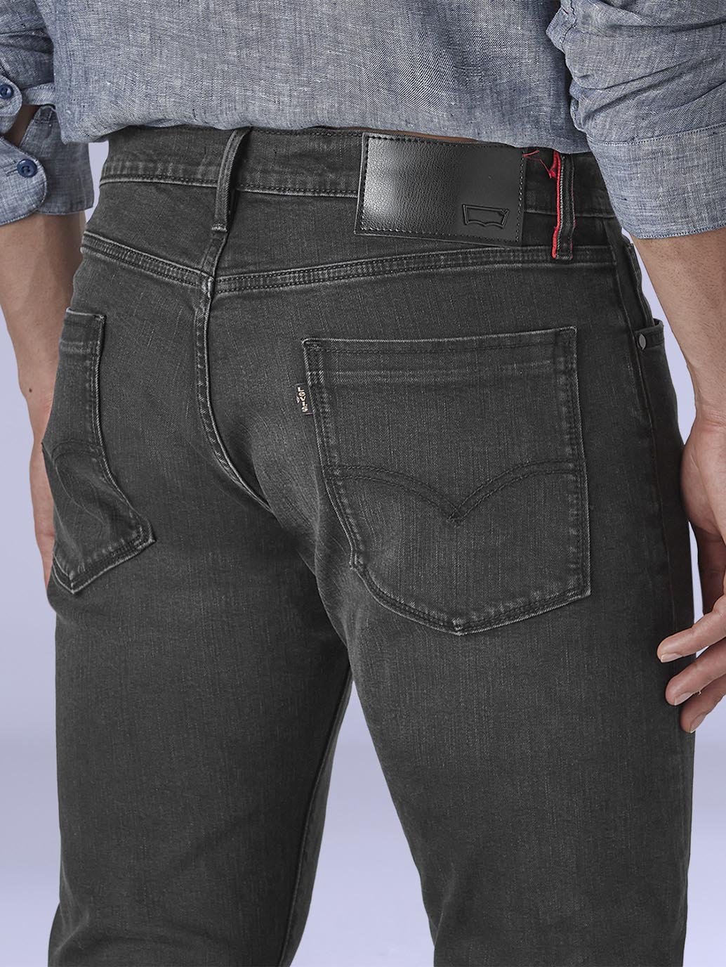 Men's 513 Charcoal Grey Slim Straight Fit Mid Rise Redloop Jeans - Detail View