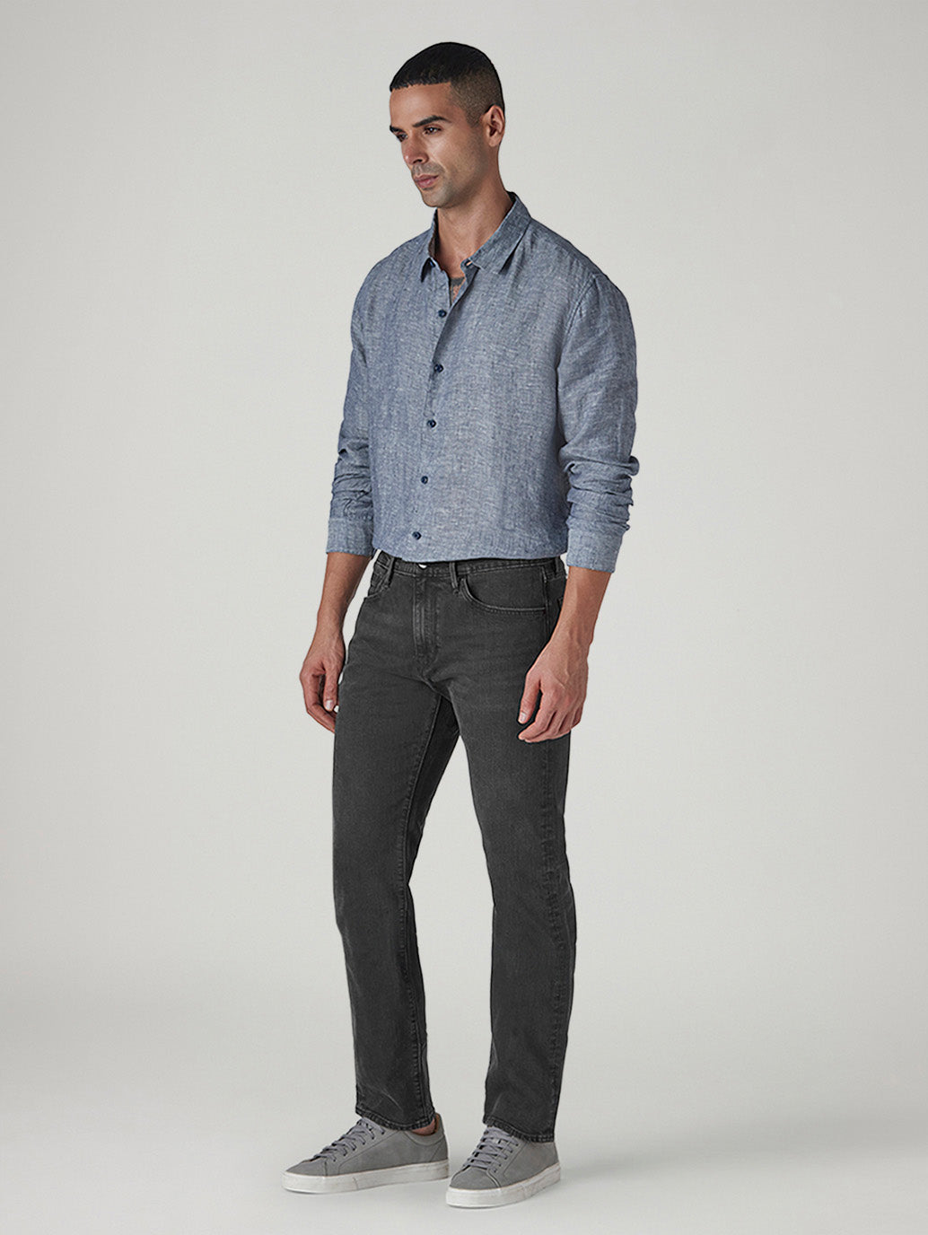 Men's 513 Charcoal Grey Slim Straight Fit Mid Rise Redloop Jeans - Side View