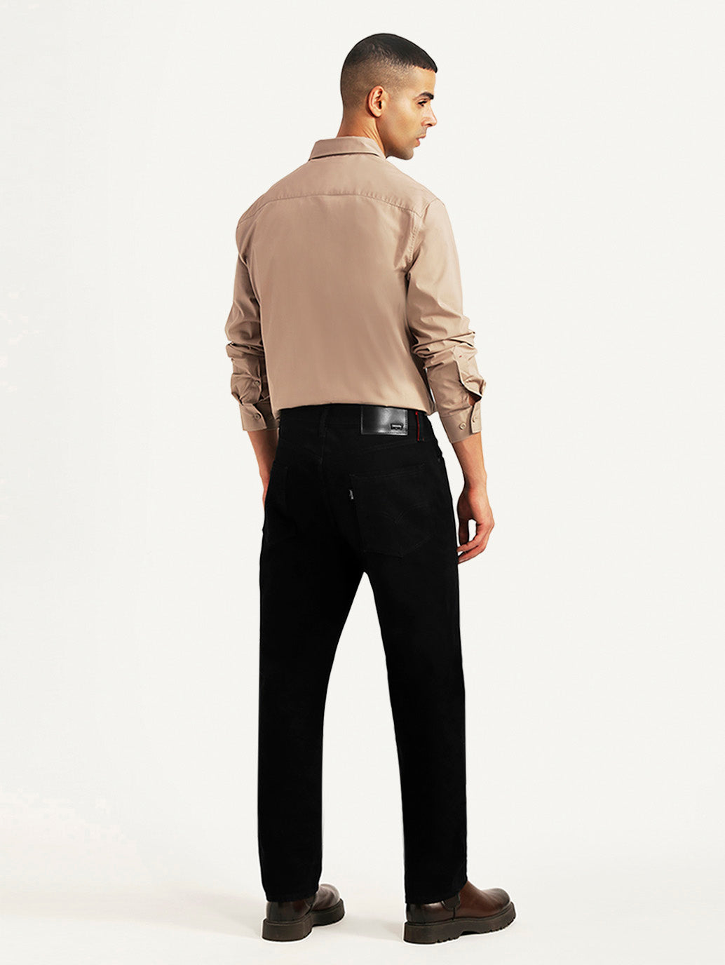Men's Redloop 541 Black Tapered Fit Mid Rise Jeans - Back View