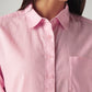 Women's Solid Relaxed Fit Linen Shirt - Detail View
