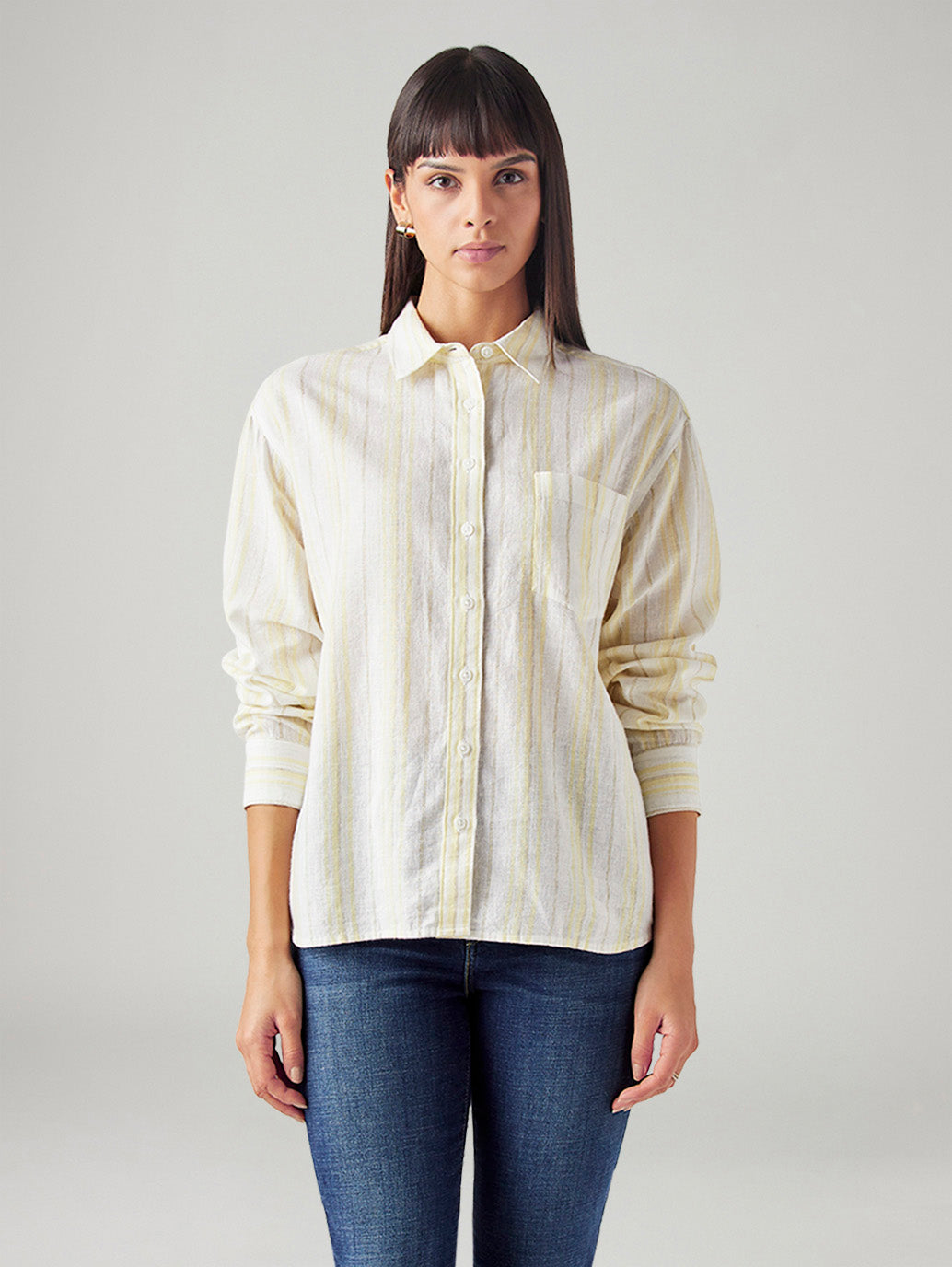 Women's Striped Relaxed Fit Linen Shirt