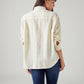Women's Striped Relaxed Fit Linen Shirt - Back View