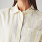 Women's Striped Relaxed Fit Linen Shirt - Detail View