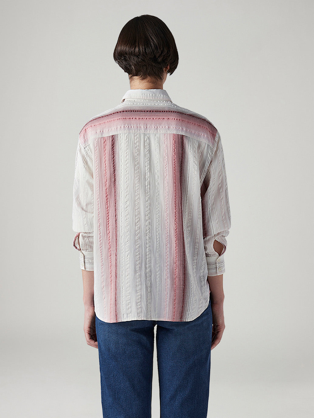 Women's Striped Relaxed Fit Shirt - Back View