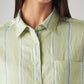 Women's Striped Relaxed Fit Shirt - Detail View