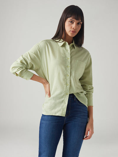 Women's Solid Relaxed Fit Linen Shirt