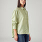 Women's Solid Relaxed Fit Linen Shirt - Side View