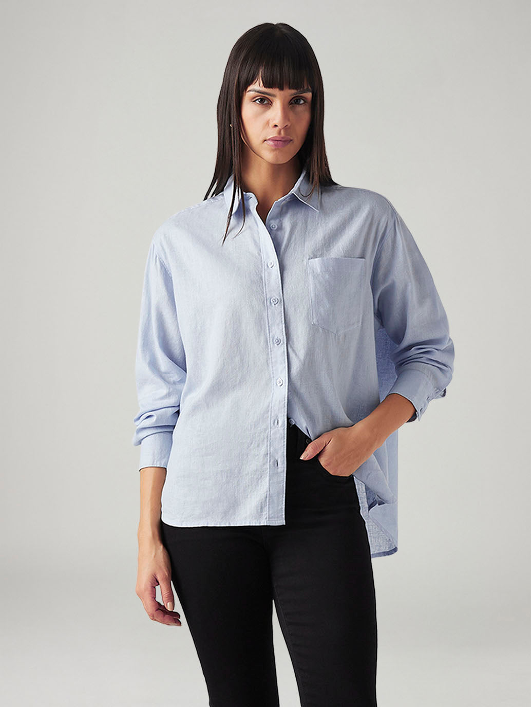 Women's Solid Relaxed Fit Linen Shirt