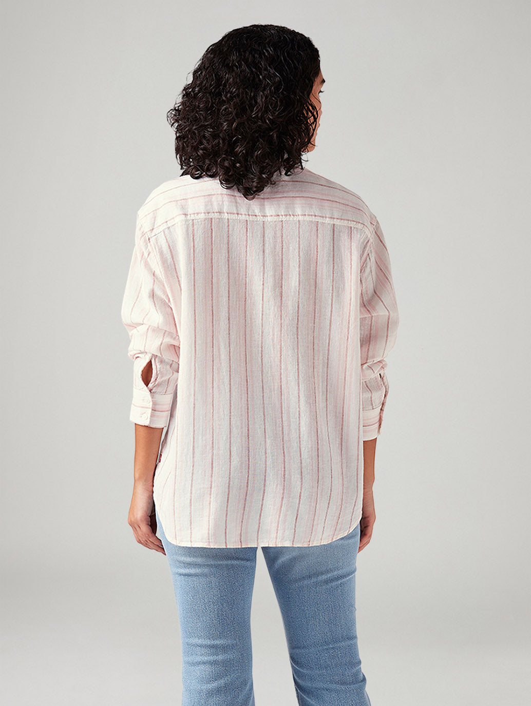 Women's Striped Relaxed Fit Shirt - Back View