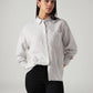Women's Striped Relaxed Fit Linen Shirt - Styleshot View