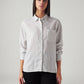Women's Striped Relaxed Fit Linen Shirt - Front View