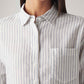 Women's Striped Relaxed Fit Linen Shirt - Detail View