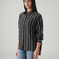 Women's Striped Relaxed Fit Shirt - Side View