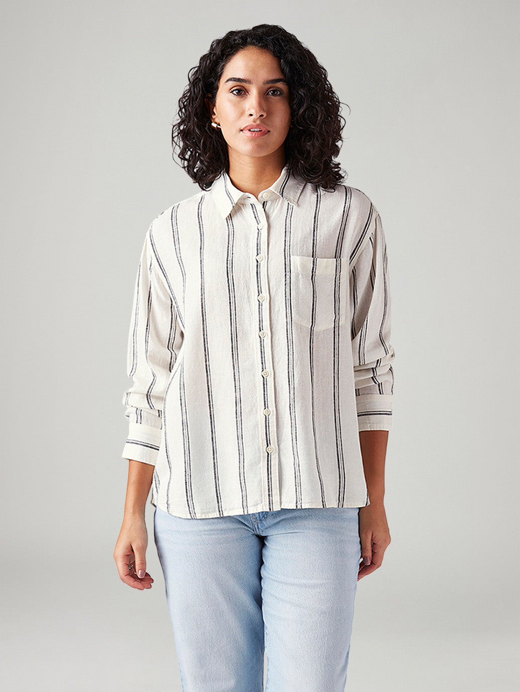 Women's Striped Regular Fit Shirt - Front View