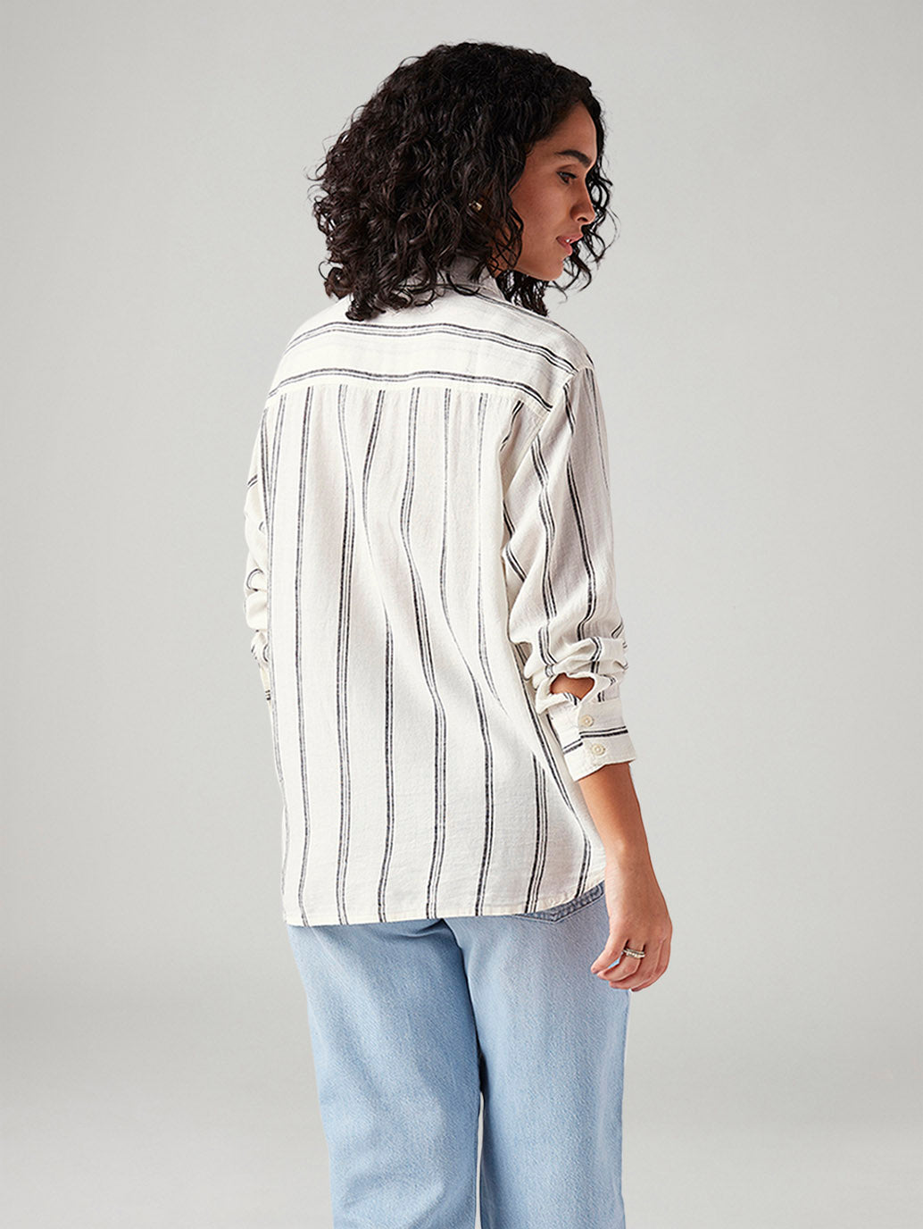 Women's Striped Regular Fit Shirt - Back View