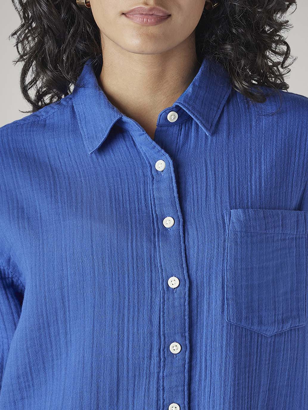 Women's Textured Relaxed Fit Shirt - Detail View