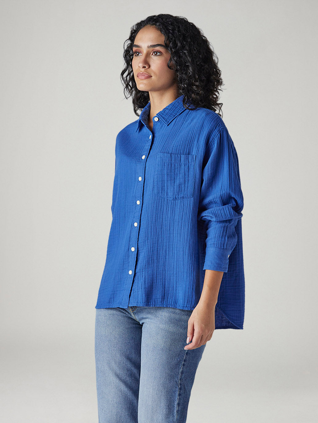 Women's Textured Relaxed Fit Shirt - Side View