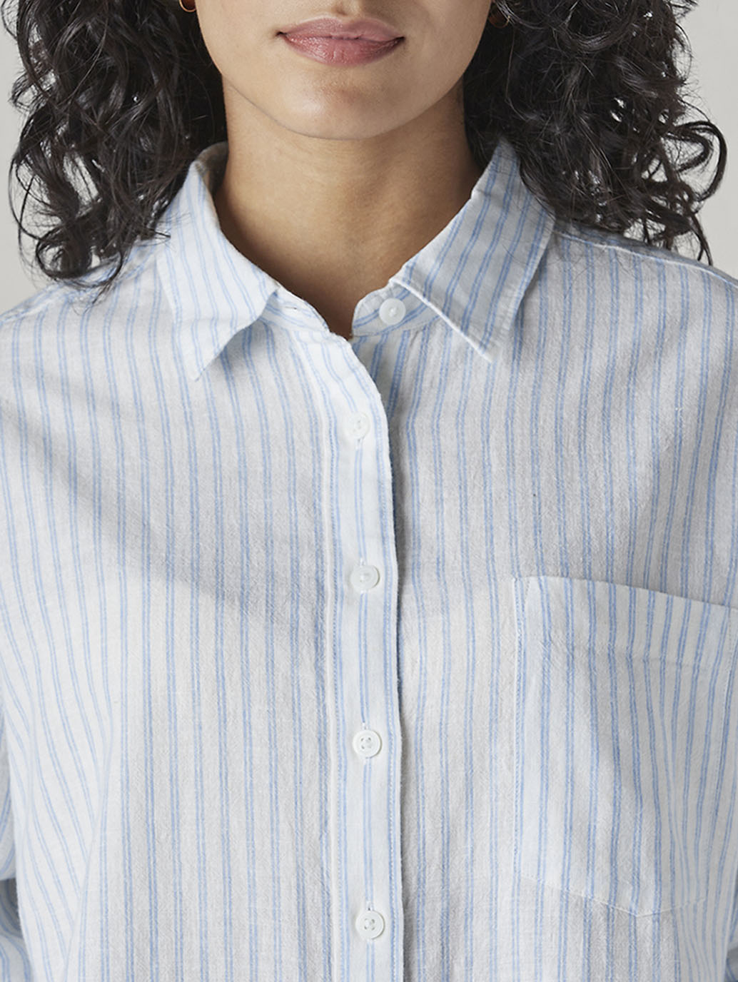 Women's Striped Relaxed Fit Shirt - Detail View