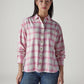 Women's Checkered Pink Relaxed Fit Shirt - Front View