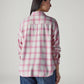 Women's Checkered Pink Relaxed Fit Shirt - Back View