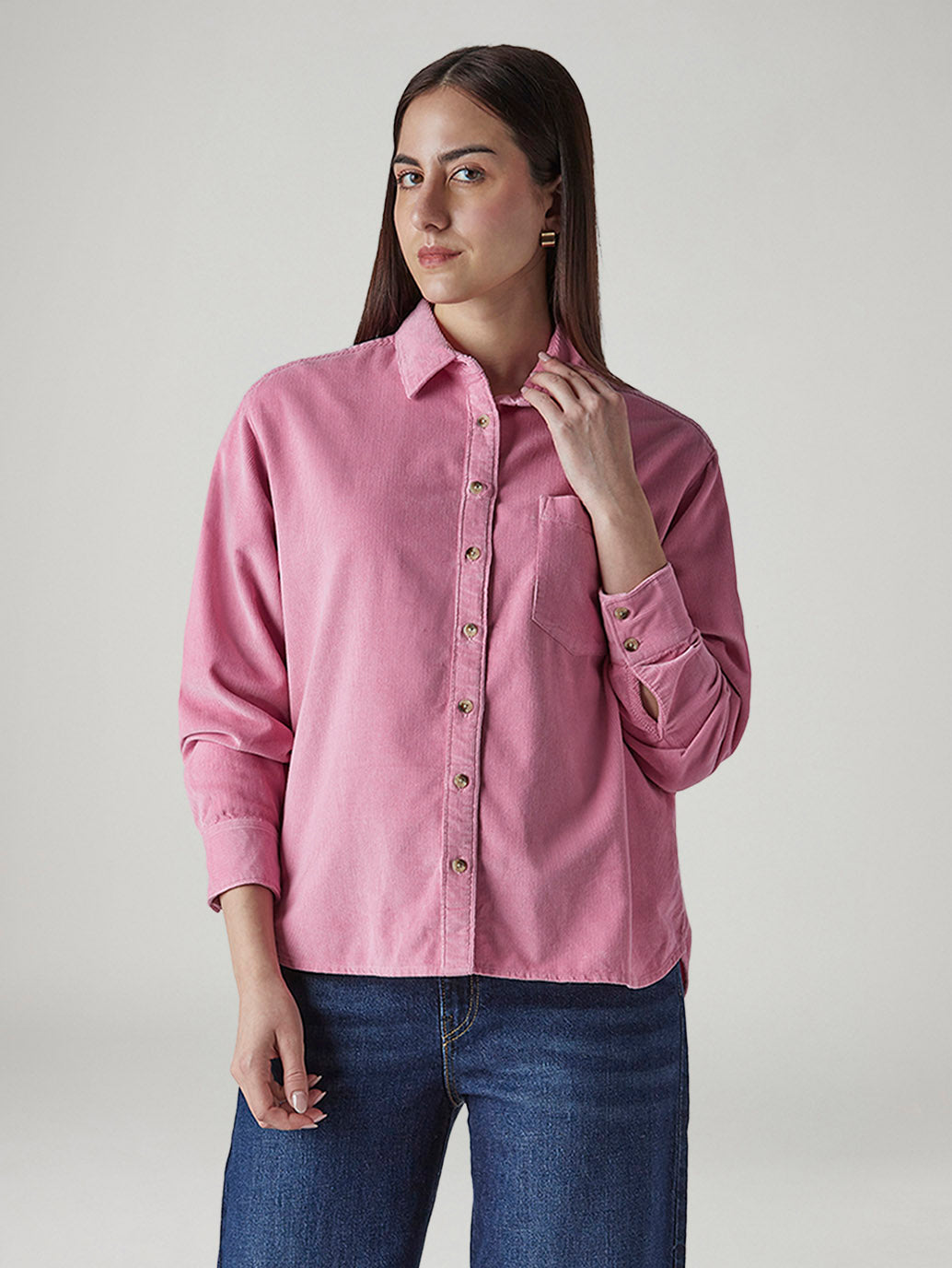 Women's Solid Relaxed Fit Overshirt
