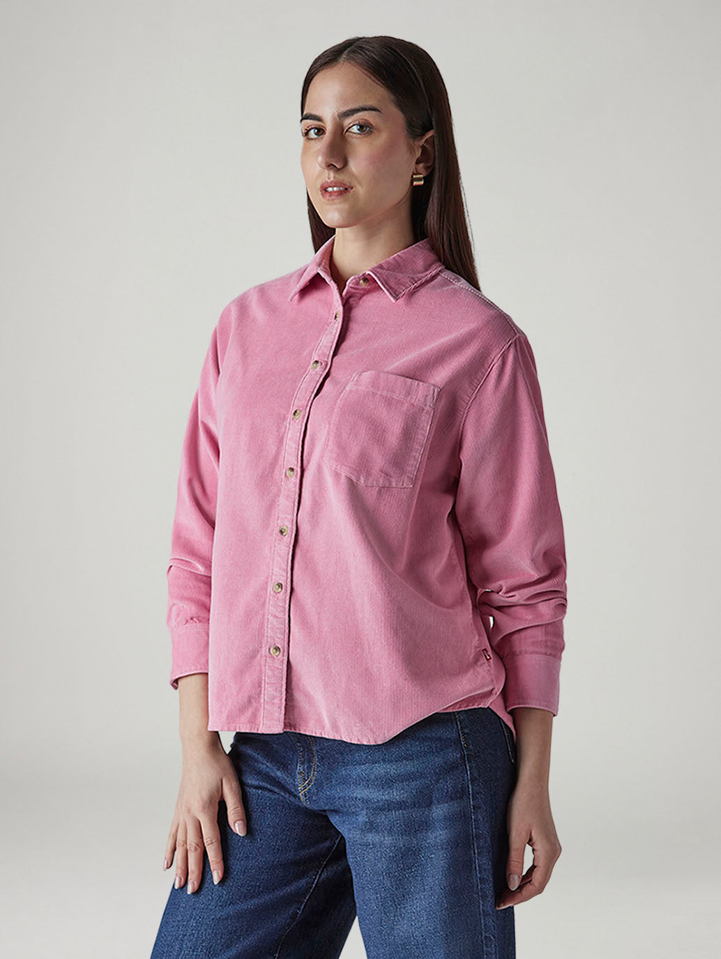 Women's Solid Relaxed Fit Overshirt - 20 View