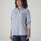 Women's Striped Relaxed Fit Double Cloth Shirt - Side View