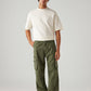 Men's Olive Baggy Fit Mid Rise Cargo Trousers - Front View
