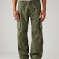 Men's Olive Baggy Fit Mid Rise Cargo Trousers - Front View