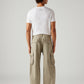 Men's Beige Baggy Fit Mid Rise Cargos - Back View