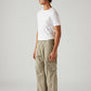 Men's Beige Baggy Fit Mid Rise Cargos - Side View