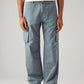 Men's Blue Baggy Fit Mid Rise Cargos - Front View