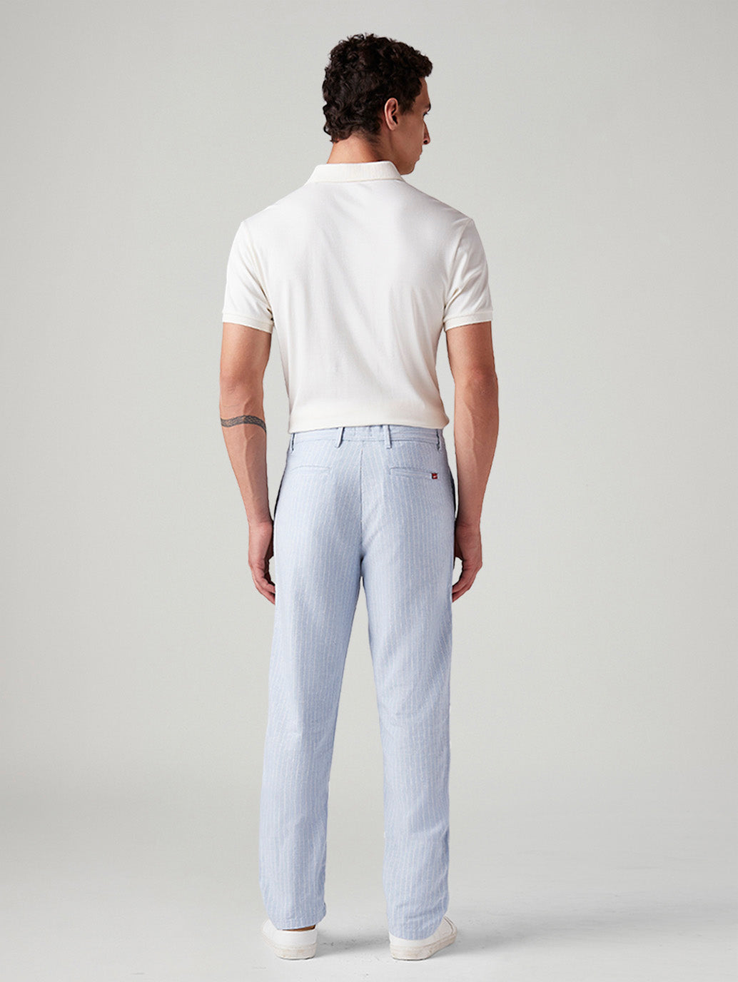 Men's Light Blue Authentic Relaxed Straight Fit Mid Rise Chinos - Back View