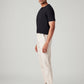 Men's Cream Authentic Relaxed Fit Mid Rise Linen Chinos - Side View